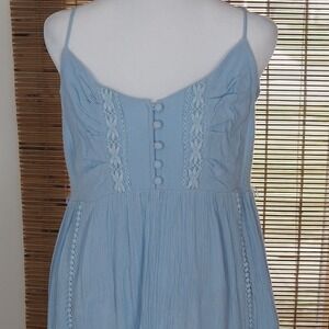 Motherhood Maternity Dress Women's M Powder Blue Crochet Lace Boho Maxi Lined
